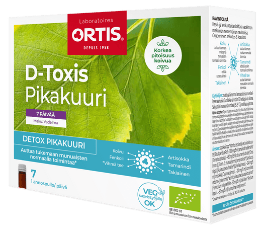 D-Toxis 快速疗程 覆盆子有机 7x 15 ml｜D-Toxis Pikakuuri Vadelma Luomu 7 x 15 ml