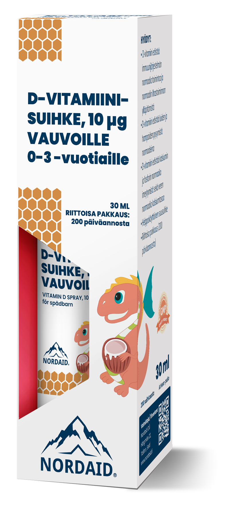 Nordaid D-Vitamiinisuihke 10 µg - Vauvoille (0-3 v) 30 ml｜Nordaid D 维生素喷雾 10 µg - 适合婴儿（0-3 岁） 30 ml