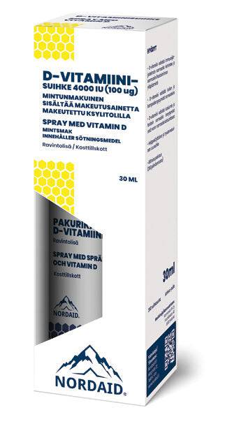 Nordaid D4000 - D-vitamiinisuihke 100 µg 30 ml｜Nordaid D4000 - 维生素 D 喷雾 100 µg 30 ml