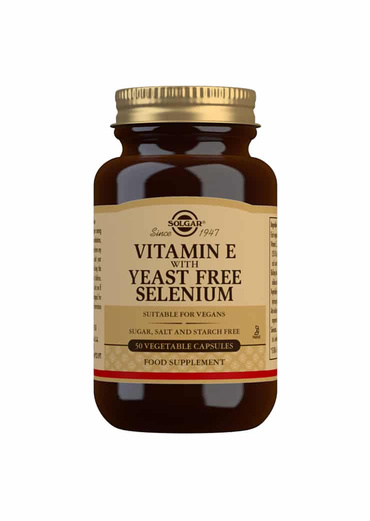 Solgar Vitamin E With Yeast Free Selenium - E-vitamiini & Seleeni 50 kaps.｜Solgar 维生素 E，不含酵母硒 - 维生素 E 和硒 50 粒胶囊。