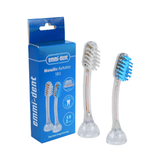 emmi®-dent E2 金属超声波牙刷替换头（成人） 2 kpl｜emmi®-dent E2 Ultraäänivaihtopäät Metallic ultraäänihammasharjaan aikuisille 2 kpl
