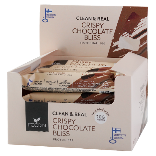 Foodin Clean & Real 蛋白棒脆脆巧克力 Bliss - 蛋白棒 12 x 55 克 批发装 - 日期 11/2026