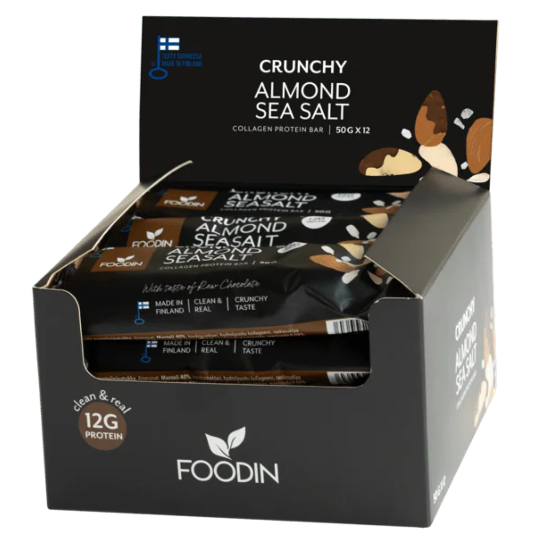 Foodin 脆胶原蛋白棒 杏仁海盐味 - 胶原蛋白棒 - 批发装 50 g x 12 kpl