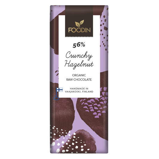 脆榛子生巧克力56%｜Foodin Crunchy Hazelnut raakasuklaa 56%