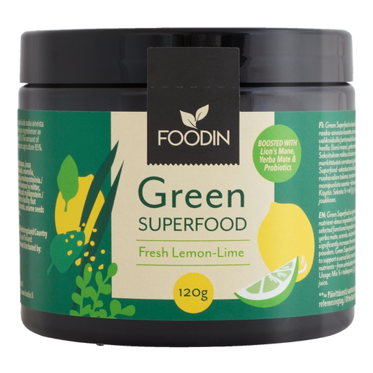Foodin 绿色超级食品鲜柠檬青柠 - 绿色粉末混合物 120 g