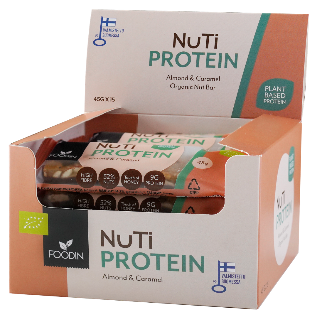 Foodin NUTI 蛋白棒 杏仁焦糖 - 蛋白坚果棒 45 克 x 15 个 批发装