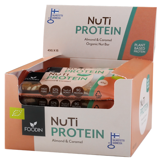 Foodin NUTI 蛋白棒 杏仁焦糖 - 蛋白坚果棒 45 克 x 15 个 批发装