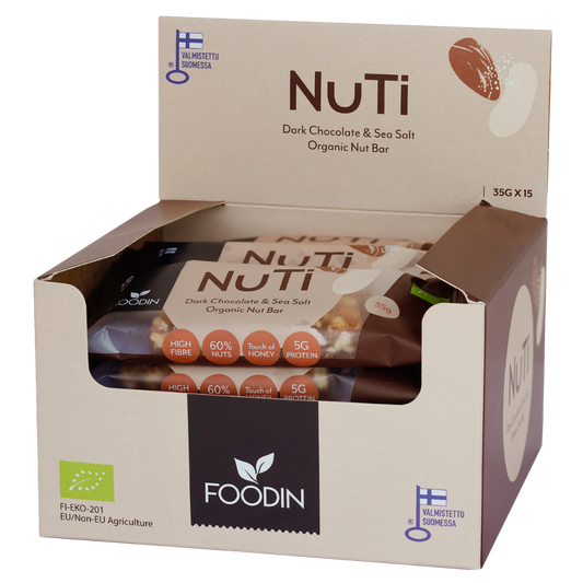 Foodin NUTI 黑巧克力海盐 - 坚果棒 批发装 15x35g
