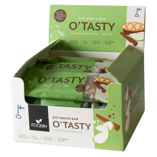 Foodin O'Tasty 燕麦棒 肉桂苹果派 - 燕麦棒 15 个 x 25 克 批发装 - 日期 09/2026