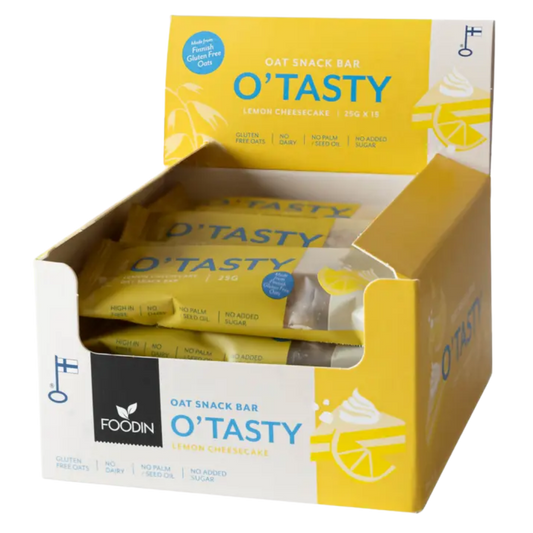 Foodin O'Tasty 燕麦棒 柠檬芝士蛋糕 - 燕麦棒 15 个 x 25 克 批发装 - 日期 09/2026