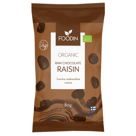 Foodin 有机生巧克力葡萄干 80 g｜Foodin Raakasuklaa Rusina Luomu 80 g