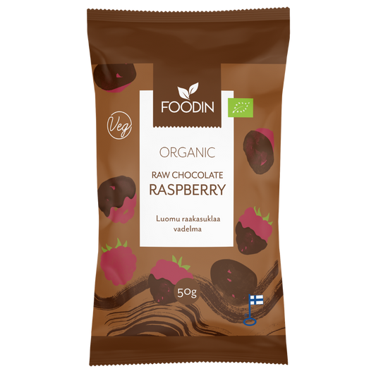 Foodin 有机生巧克力覆盆子 50 g｜Foodin Raakasuklaa Vadelma Luomu 50 g