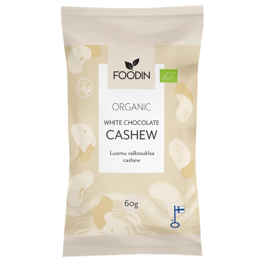 Foodin白巧克力腰果有机 60 g｜Foodin Valkosuklaa Cashew Luomu 60 g