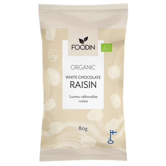 有机白巧克力葡萄干 80 g｜Foodin Luomu Valkosuklaa Rusina 80 g