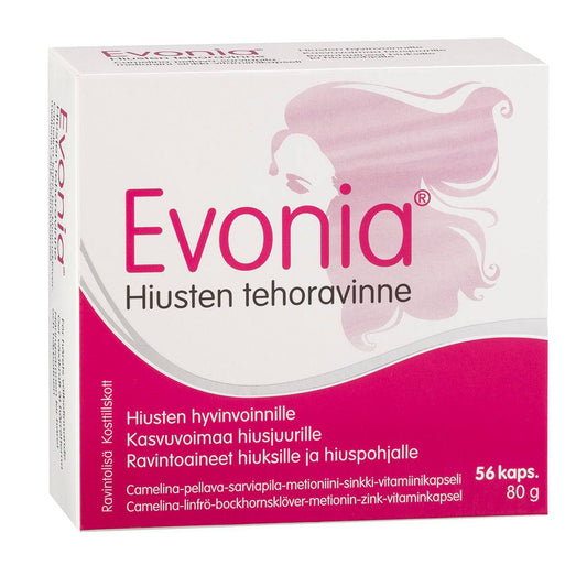 Evonia Hiusten tehoravinne 56 kaps.｜Hankintatukku Evonia Hair Power Nutrition 56 粒。