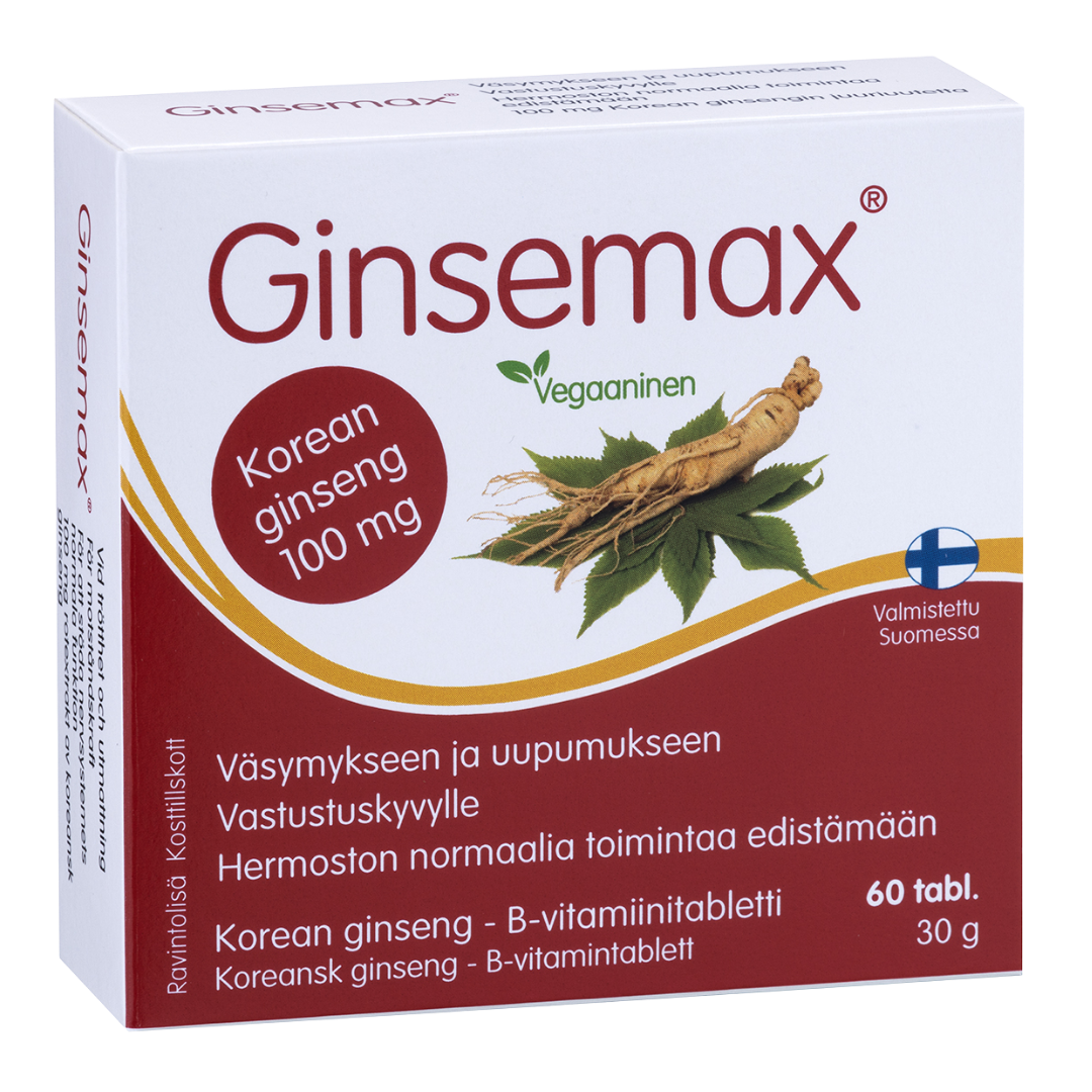Ginsemax 高丽参B族维生素片 60片｜Ginsemax - Korean Ginseng B-vitamiinitabletti 60 tabl.