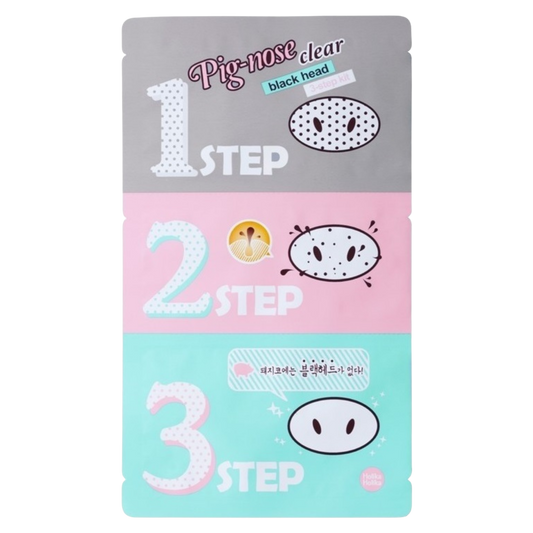 Holika Holika 猪鼻贴 黑头三步套装｜Holika Holika Pig Nose Clear Blackhead 3-step Kit - Mustapäälaastari