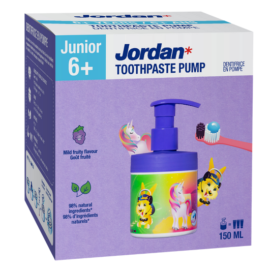 Jordan Junior 6-12岁 儿童牙膏泵装 150 ml｜Jordan Junior 6-12-v - Lasten hammastahna pumppupullo 150 ml