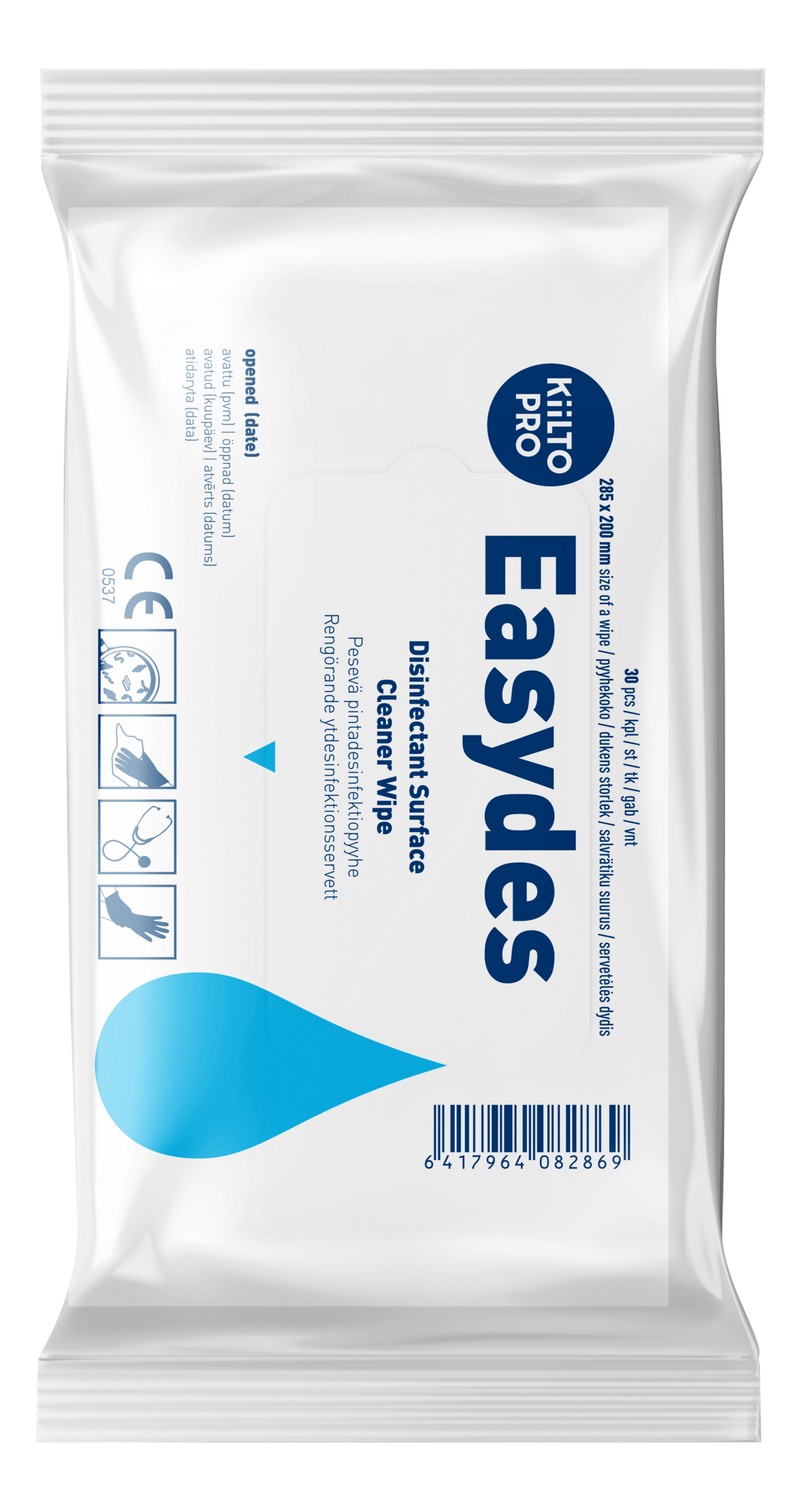 Kiilto Pro Easydes Cleaner Wipe - Desinfektiopyyhe 30 kpl｜Kiilto Pro Easydes 清洁湿巾 - 消毒湿巾 30 kpl