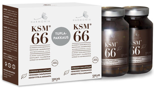 Harmonia KSM66 南非醉茄根提取物 240粒 双包装｜Harmonia KSM66 Ashwagandha juuriuute 240 kaps. Tuplapakkaus