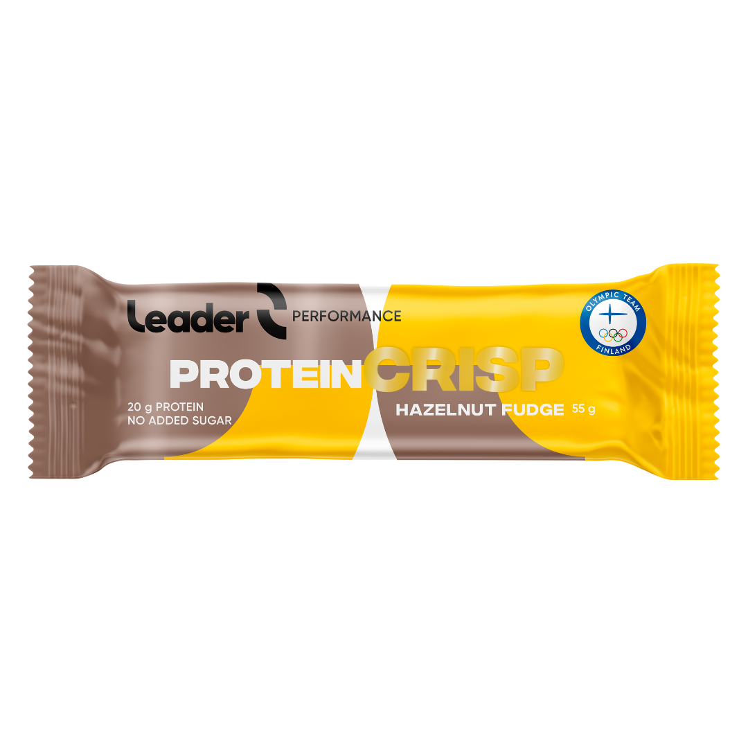 Leader Performance Crisp Hazelnut Fudge - Proteiinipatukka 55 g - päiväys 05/2026 - erä｜Leader 性能版脆皮榛子软糖 - 蛋白棒55克 - 有效期至2026年5月 - 批次