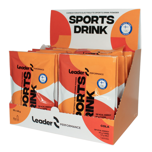 Leader Performance 运动饮料 - 可乐味运动饮料粉 30 x 45 克 批发装｜Leader Performance Sports Drink - Urheilujuomajauhe Cola 30 x 45 g TUKKUPAKKAUS
