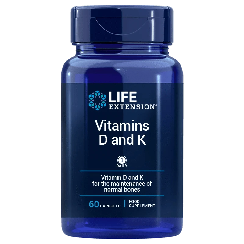 Life Extension Vitamins D and K 60 kaps.｜Life Extension 维生素 D 和 K 60 粒。