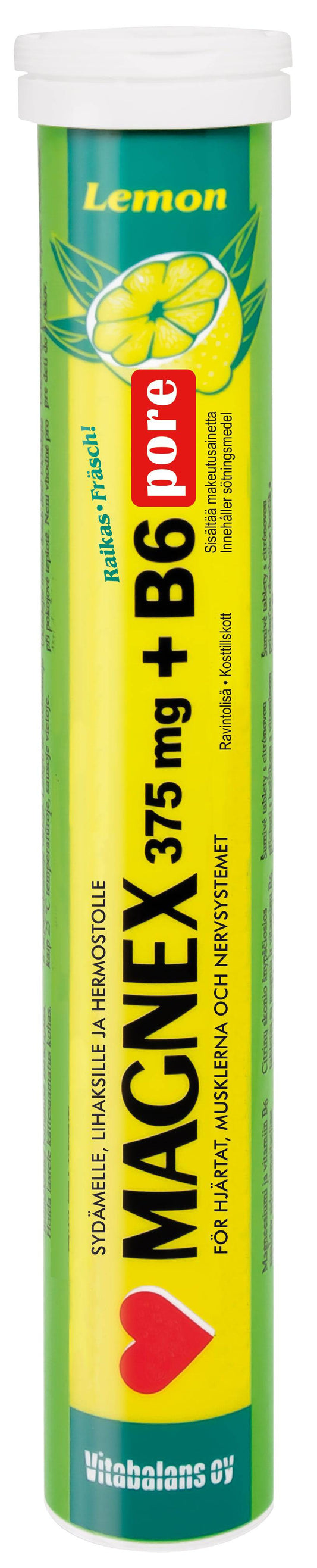 Magnex 375毫克+B6泡腾片20片｜Magnex 375 mg + B6 Pore 20 poretabl.