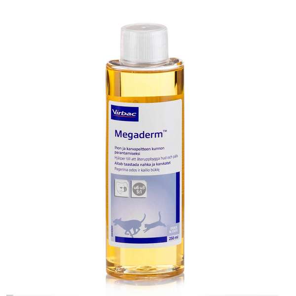 Virbac Megaderm 250毫升 - 犬猫皮肤与被毛保健｜Virbac Megaderm 250 ml - Ihon ja turkin hyvinvointiin koirille ja kissoille