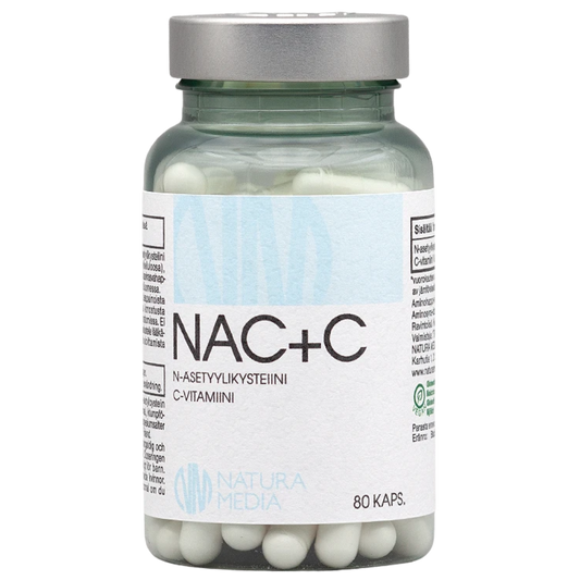 NAC+C - N-乙酰半胱氨酸 80粒｜Natura Media NAC+C - N-asetyylikysteiini 80 kaps.