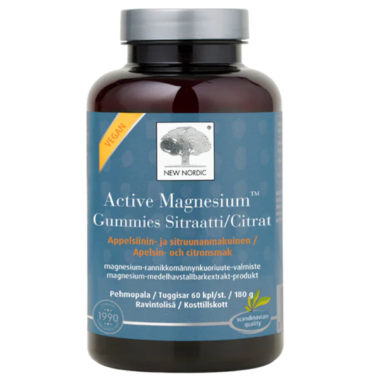 新北欧活性镁软糖 - 柠檬酸镁软糖 60 kpl｜New Nordic Active Magnesium Gummies - Magnesiumsitraatti Pehmopalat 60 kpl