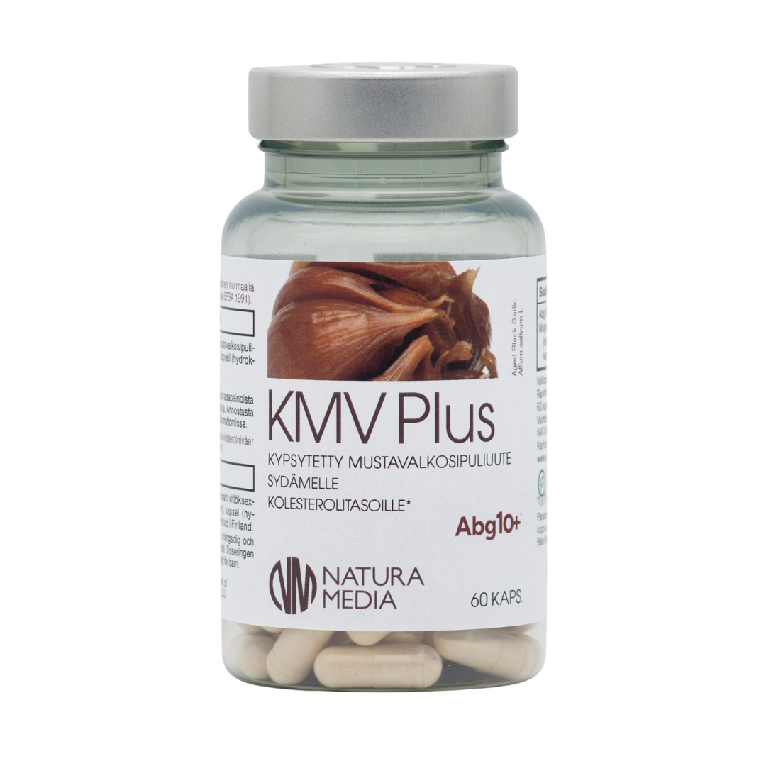 KMV Plus Mustavalkosipuliuute kapselit  60 kaps. - erä - Päiväys 08/2026｜Natura Media KMV Plus 黑蒜提取物胶囊 60 粒。 - 批次 - 日期 08/2026