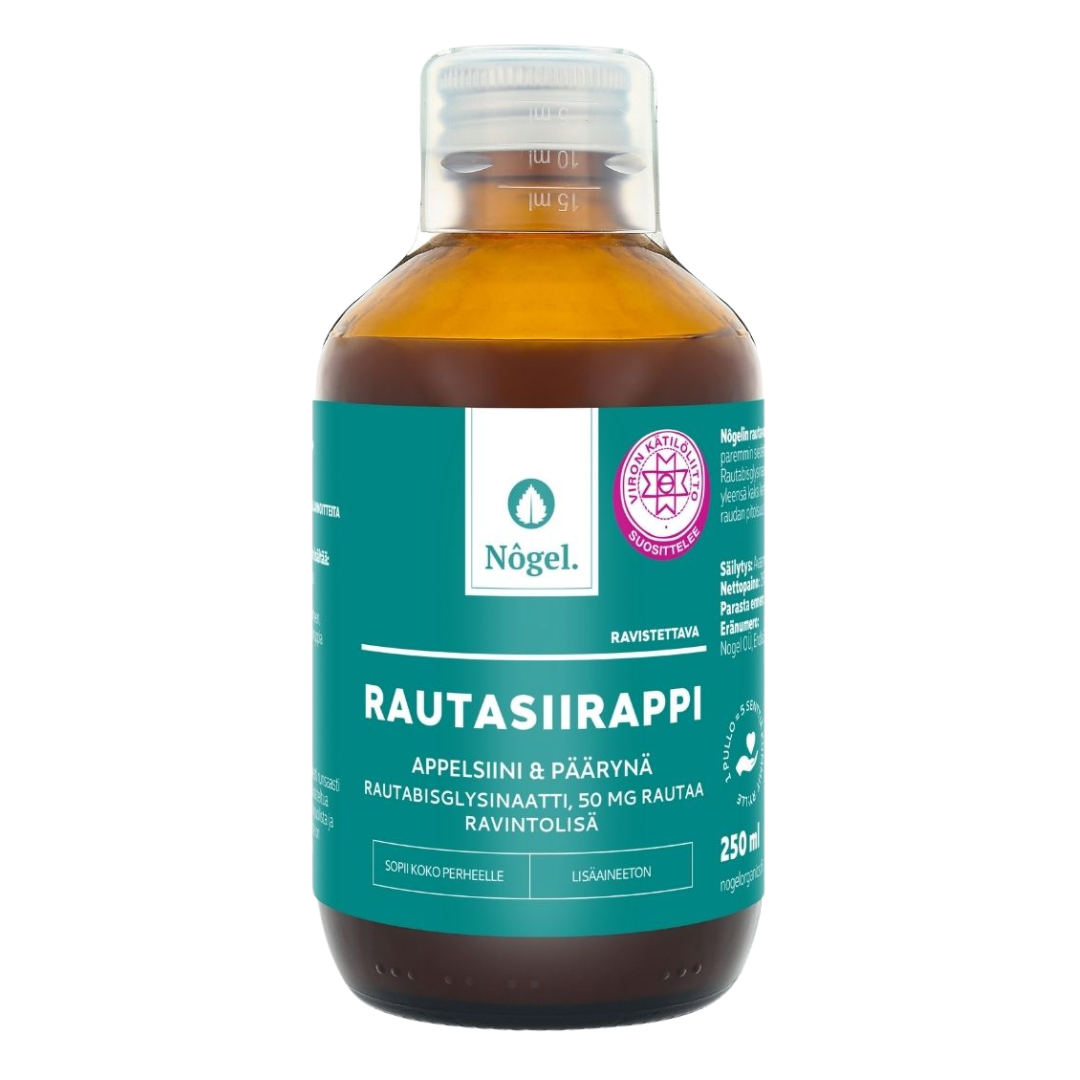 Nogel Rautasiirappi 50 mg - Appelsiini ja Päärynä 250 ml｜Nogel 铁糖浆 50 毫克 - 橙子和梨 250 ml