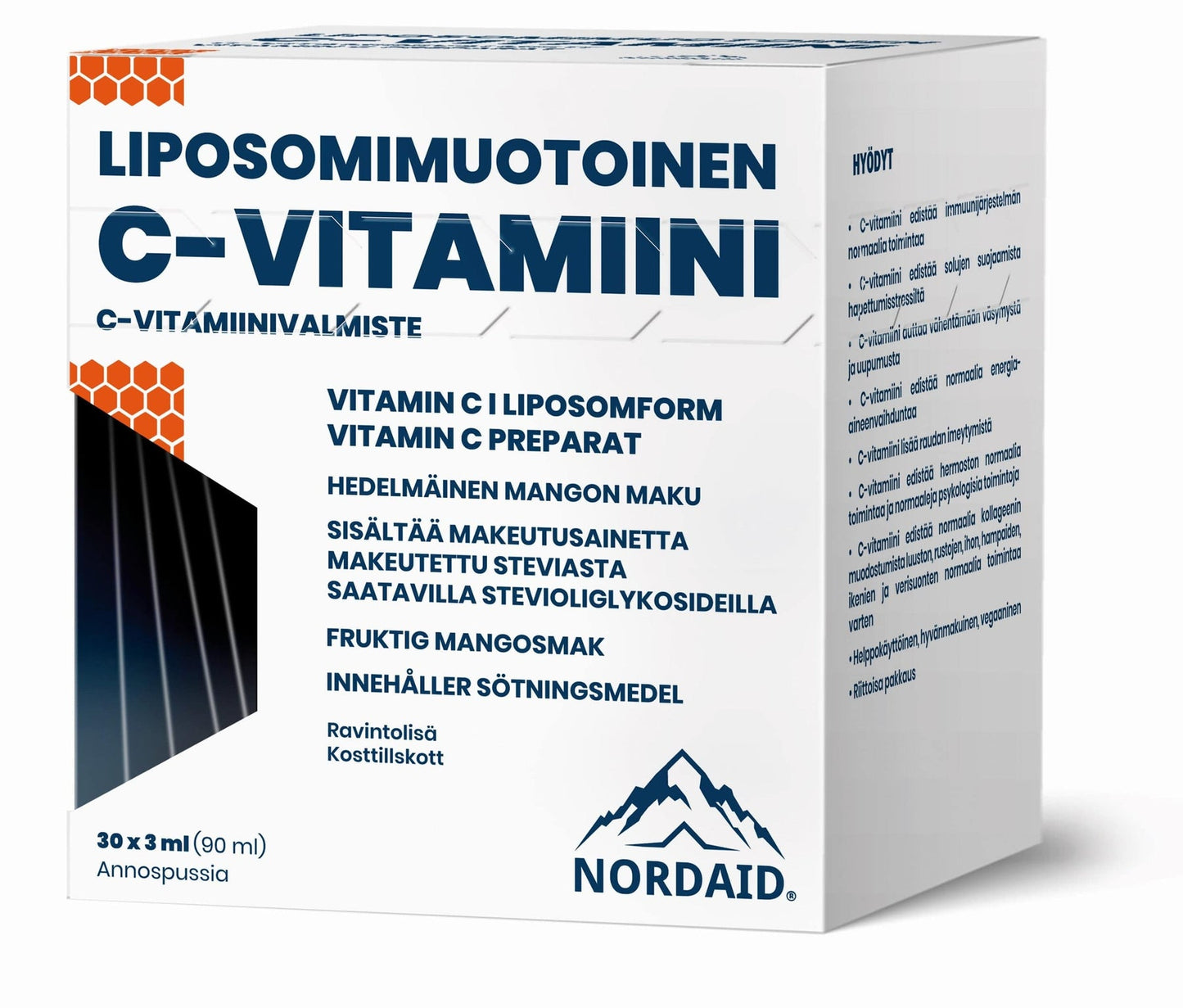 Nordaid Liposomi C-vitamiini 1000 mg - 30 x 3 ml annosta｜Nordaid 脂质体维生素 C 1000 毫克 - 30 x 3 毫升剂量