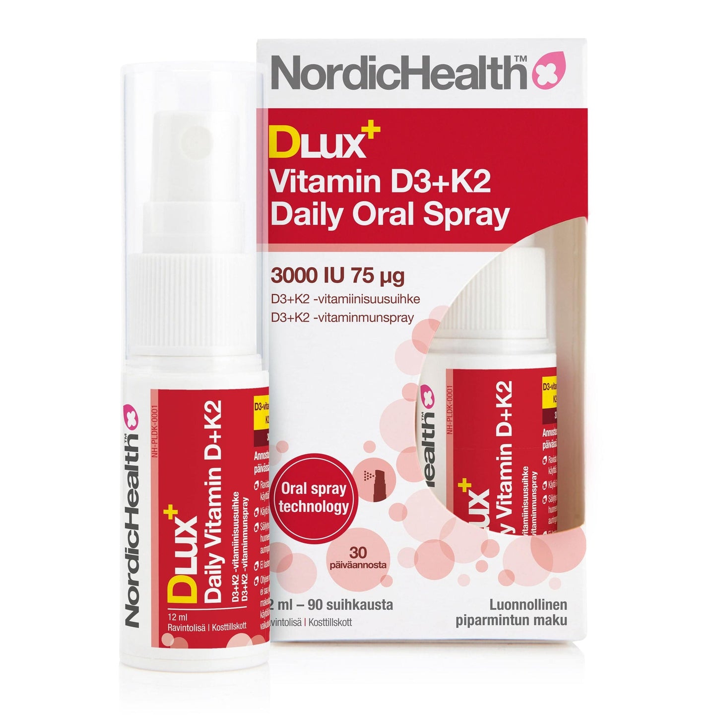 Nordic Health Dlux+ Daily Oral Spray - D3 + K2 - Vitamiinisuusuihke 12 ml｜Nordic Health Dlux+ 每日口腔喷雾 - D3 + K2 - 维生素喷雾 12 ml