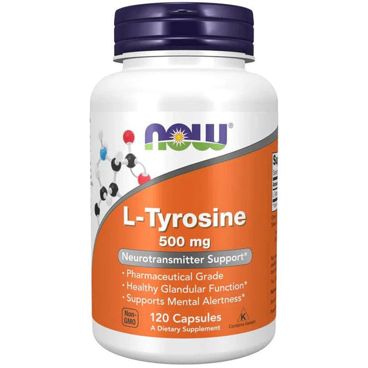 Now Foods L-酪氨酸 500毫克 120粒｜Now Foods L-Tyrosine 500 mg - tyrosiini 120 kaps.
