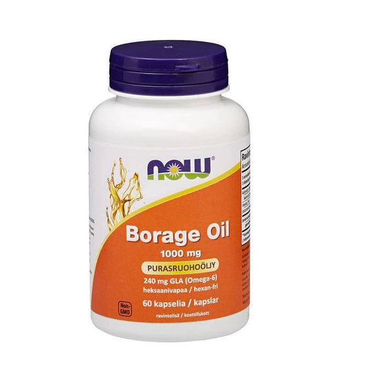Now Foods 琉璃苣油 1000毫克 - 琉璃苣油 60粒｜Now Foods Borage Oil 1000 mg - Purasruohoöljy 60 kaps.