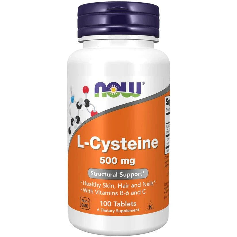 Now Foods L-半胱氨酸500毫克 100片｜Now Foods L-Cysteine 500 mg - Kysteiini 100 tabl.