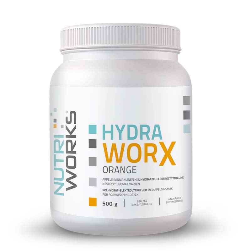 Nutri Works Hydra Worx 橙味 - 橙味碳水化合物-电解质粉 500 g｜Nutri Works Hydra Worx Orange - Appelsiininmakuinen hiilihydraatti-elektrolyyttijauhe 500 g