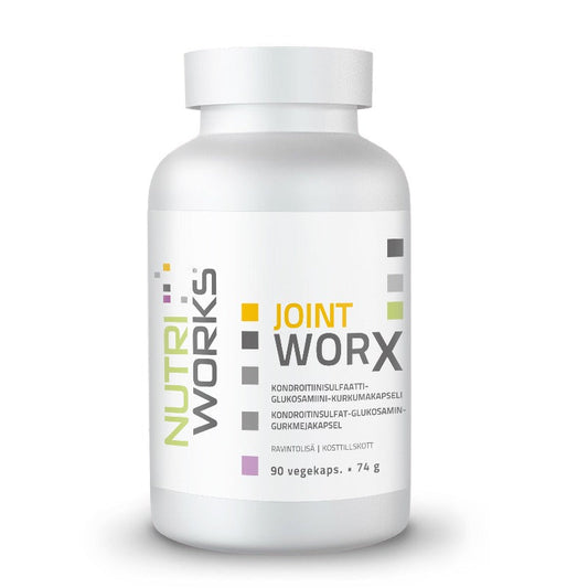 Nutri Works Joint Worx - 硫酸软骨素-葡萄糖胺-姜黄胶囊 90粒｜Nutri Works Joint Worx - Kondroitiinisulfaatti-glukosamiini-kurkumakapseli 90 kaps.