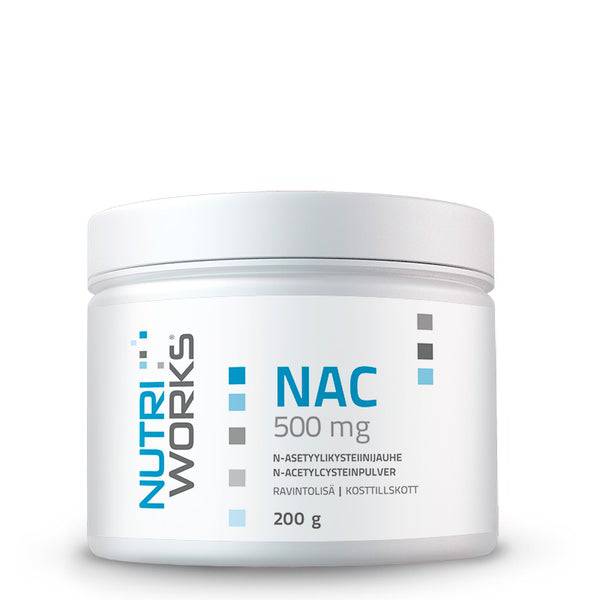 Nutri Works NAC 500毫克 - N-乙酰半胱氨酸粉末 200 g｜Nutri Works NAC 500 mg - N-Asetyylikysteiinijauhe 200 g