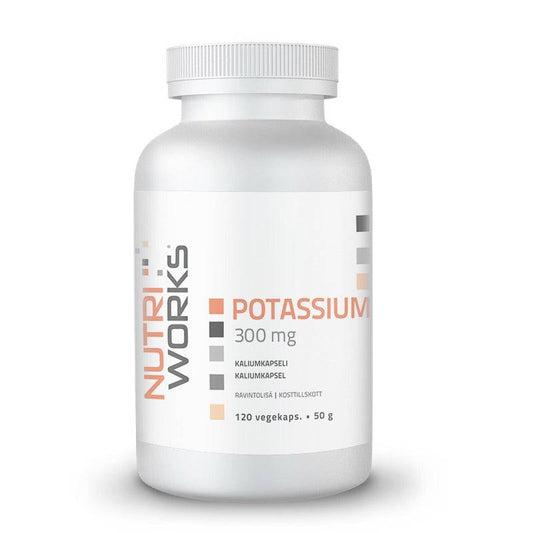 Nutri Works 钾 300毫克 - 钾胶囊 120粒｜Nutri Works Potassium 300 mg - Kaliumkapseli 120 kaps.