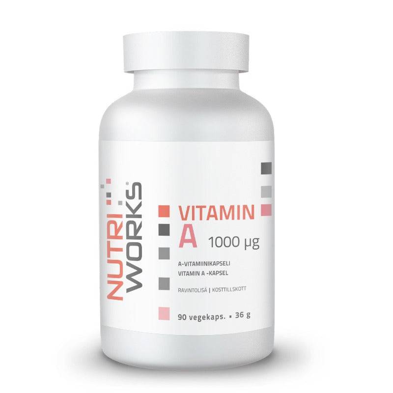 Nutri Works Vitamin A 1000 µg - A-vitamiini 90 kaps.｜Nutri Works 维生素A 1000微克 - 维生素A 90粒