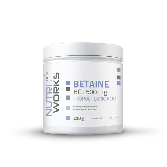 盐酸甜菜碱粉500毫克 200 g｜Nutri Works Betaine HCL 500 mg - Betaiinihydrokloridijauhe 200 g