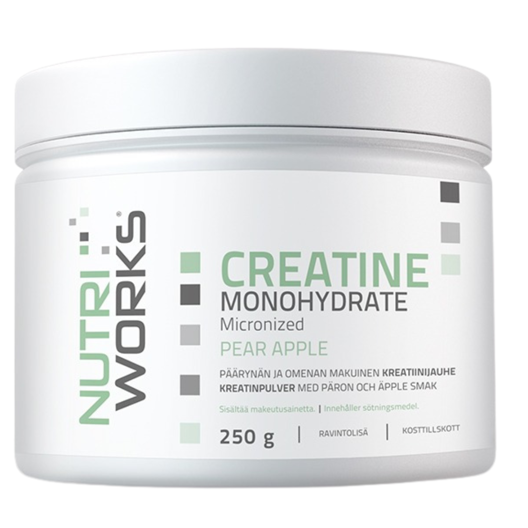 Nutri Works 一水肌酸粉 梨苹果味 250 g｜Nutri Works Creatine Monohydrate Pear Apple - Kreatiinijauhe Päärynä & Omena 250 g