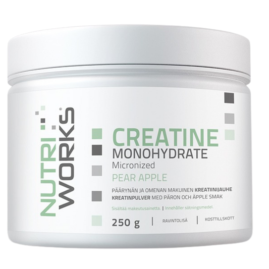 Nutri Works 一水肌酸粉 梨苹果味 250 g｜Nutri Works Creatine Monohydrate Pear Apple - Kreatiinijauhe Päärynä & Omena 250 g