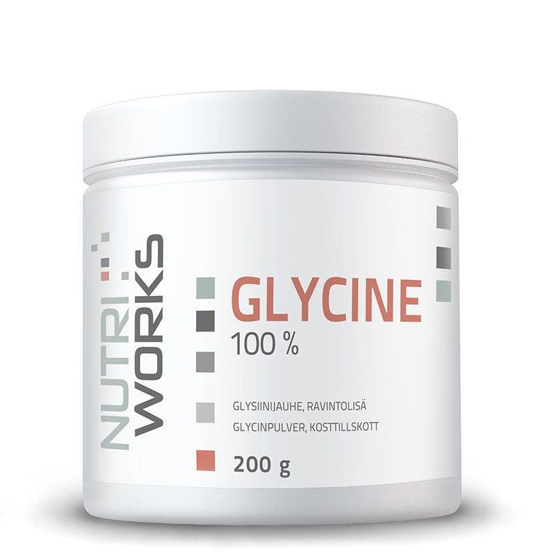 Nutri Works 甘氨酸粉 100% 200 g｜Nutri Works Glycine 100 % - Glysiinijauhe 200 g