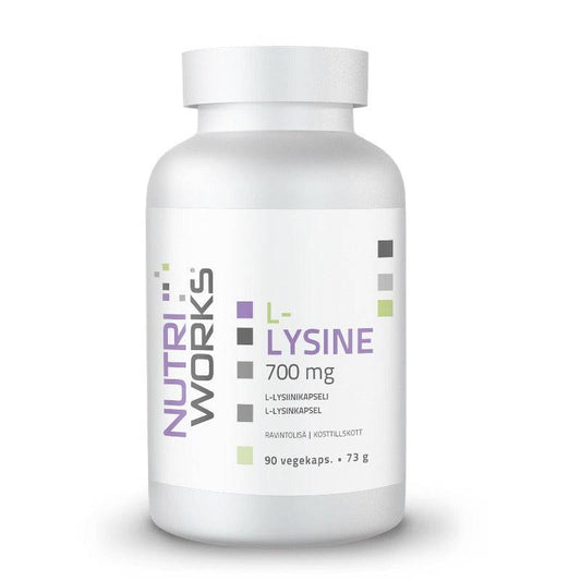 Nutri Works L-赖氨酸700毫克90粒｜Nutri Works L-Lysine 700 mg 90 kaps.