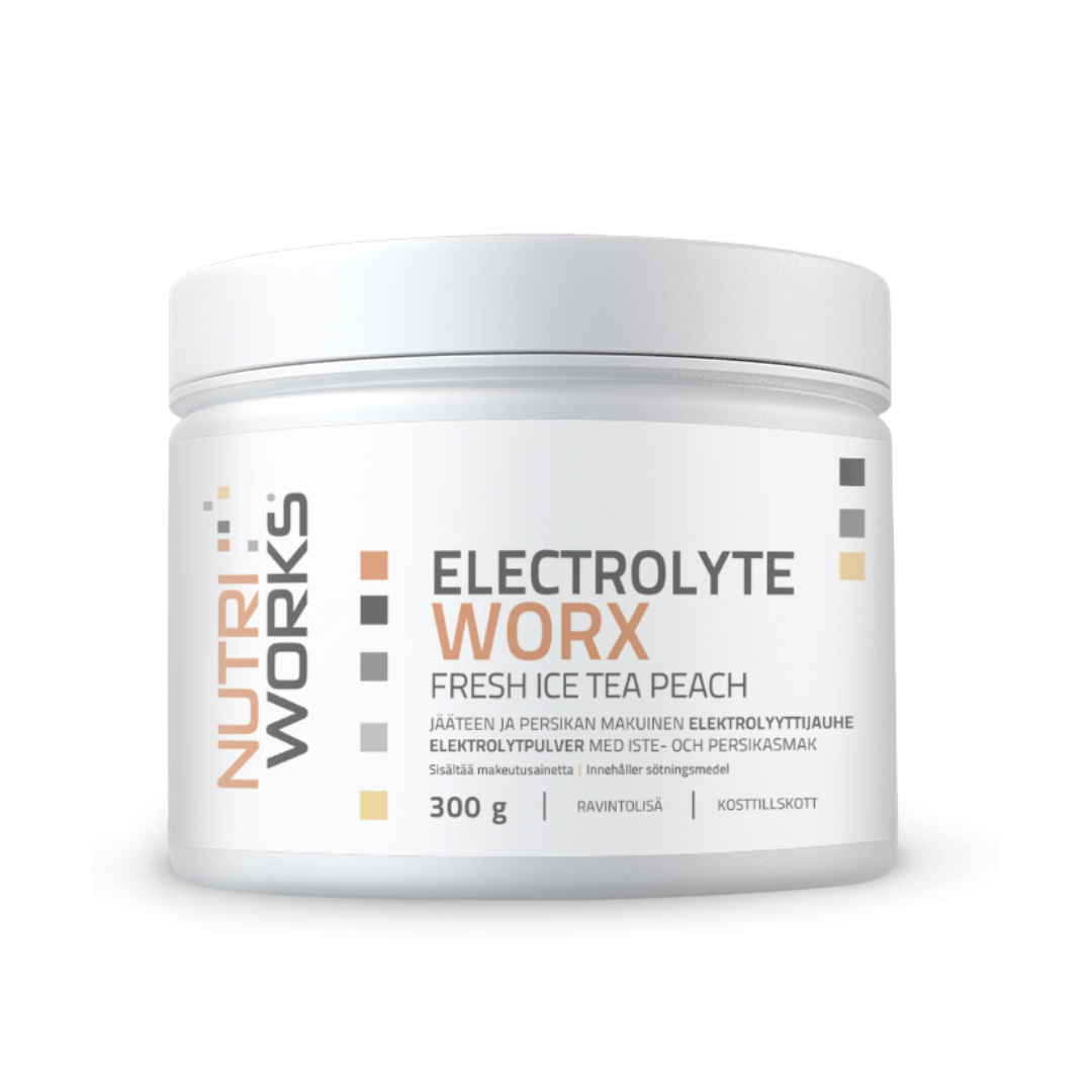 Nutri Works 电解质粉 - 冰茶蜜桃 300 g｜Nutri Works Electrolyte Worx - Elektrolyyttijauhe Jäätee & Persikka 300 g