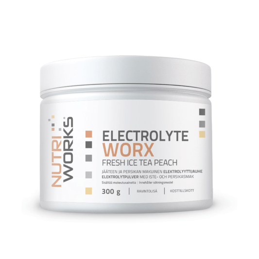 Nutri Works 电解质粉 - 冰茶蜜桃 300 g｜Nutri Works Electrolyte Worx - Elektrolyyttijauhe Jäätee & Persikka 300 g